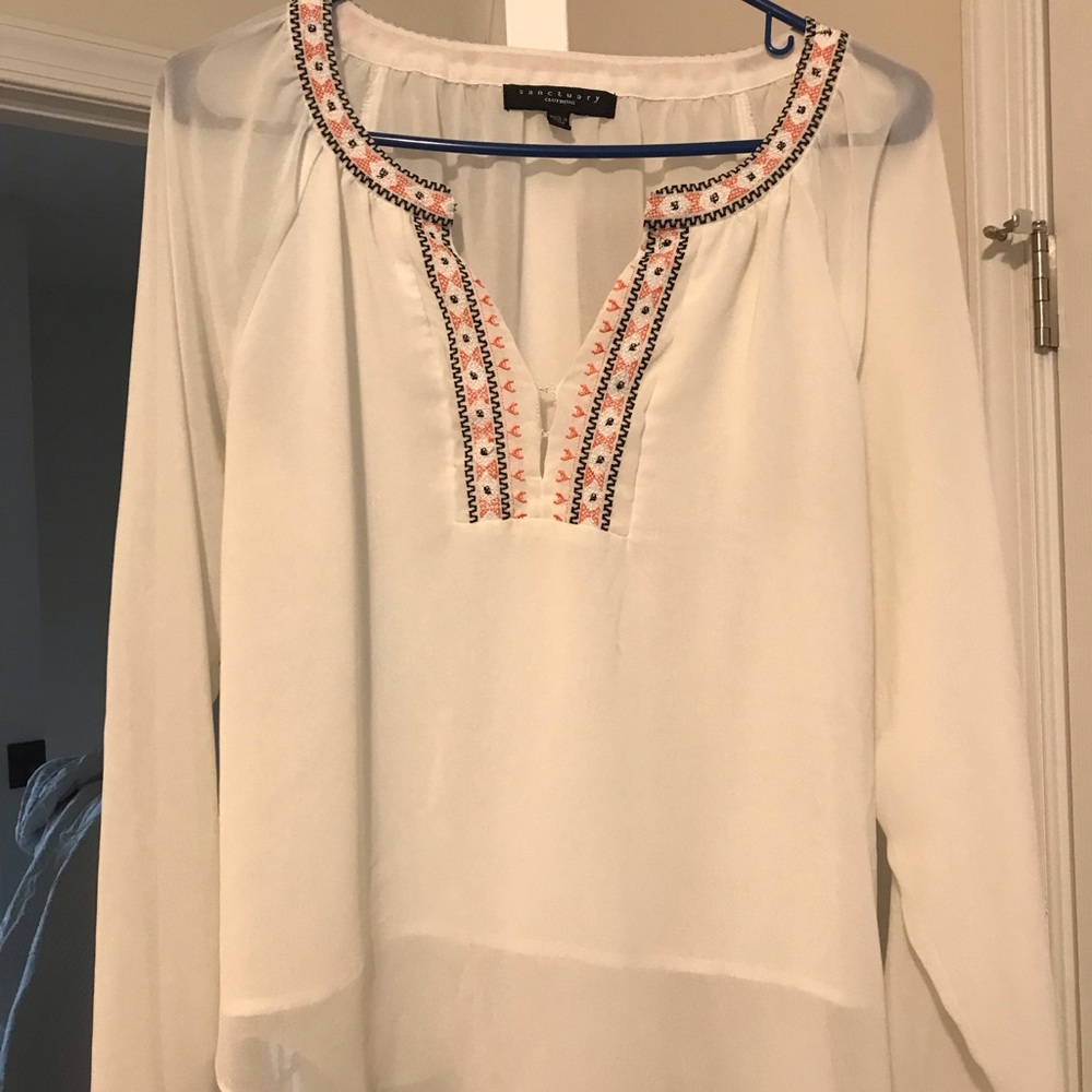 Sanctuary white sheer blouse